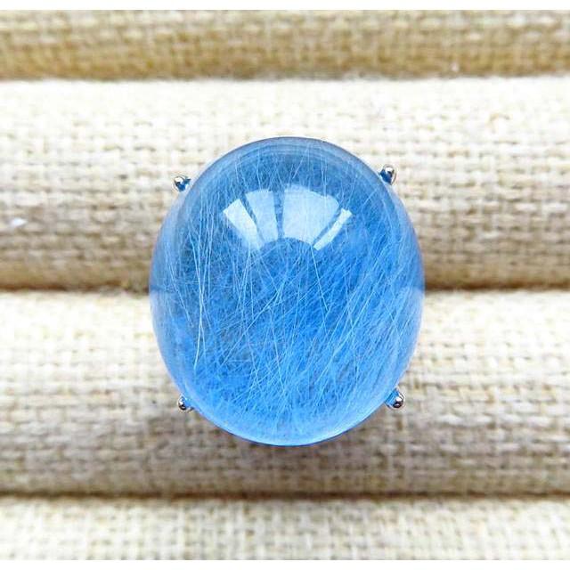 絕美滿絲金光閃閃富貴無雙極美罕見水藍色髮晶鑲嵌戒指21*18mm活圍內徑可調男女戒天然水晶之王珠寶玉石寶石首飾飾品-細節圖2