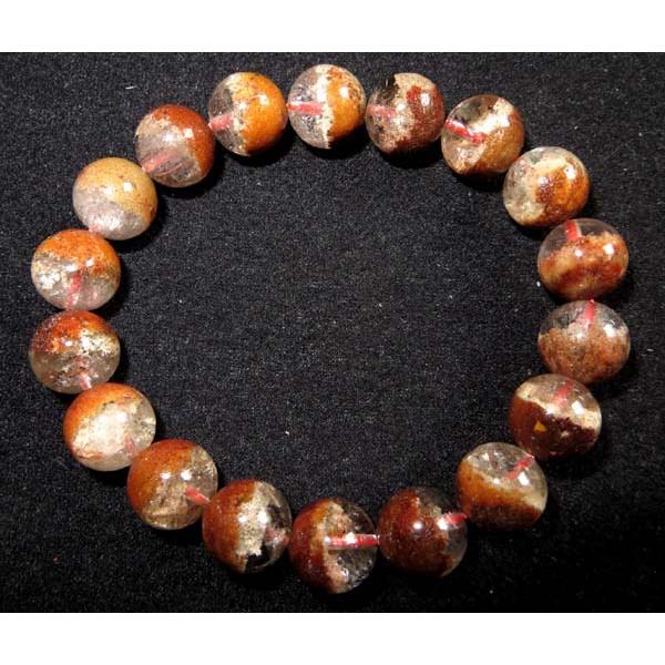 天然水晶絕美彩色四季紅幽靈雪霜聚寶盆手鍊手鍊手串手鏈手珠佛珠34.8g/11mm珠寶玉石首飾飾品-細節圖2