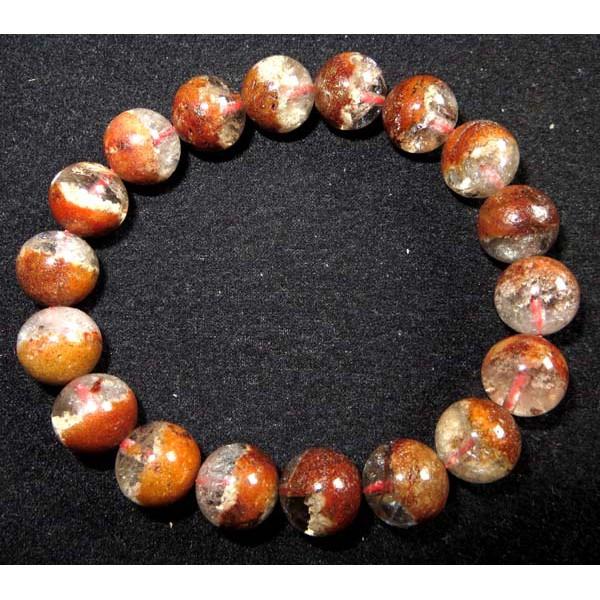 天然水晶絕美彩色四季紅幽靈雪霜聚寶盆手鍊手鍊手串手鏈手珠佛珠34.8g/11mm珠寶玉石首飾飾品-細節圖3