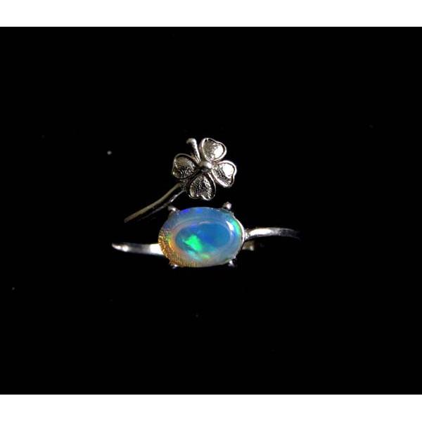 天然歐泊戒指五彩濱粉閃耀奪目靚麗淨全淨體可調節女戒珠寶寶石首飾飾品戒子活圍7*5mm-細節圖3