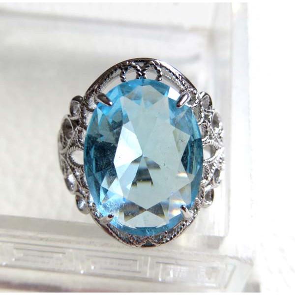 天然超深色大戒面倫敦藍超閃亮超好切工托帕石拓帕石Topaz戒指活圍活口珠寶彩色寶石首飾飾品寶石彩寶彩色寶石16*12mm-細節圖2