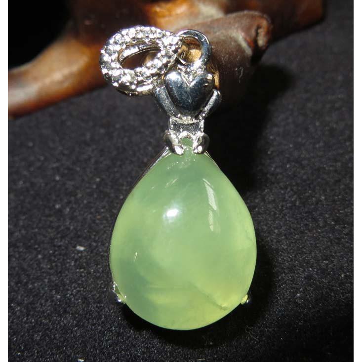 水晶彩色寶石上等冰透天然葡萄石向陽綠原石鑲嵌吊墜項墜墬子掛件項鍊玉佩掛墬925銀鑲嵌附銀鍊珠寶首飾飾品6.3g-細節圖2