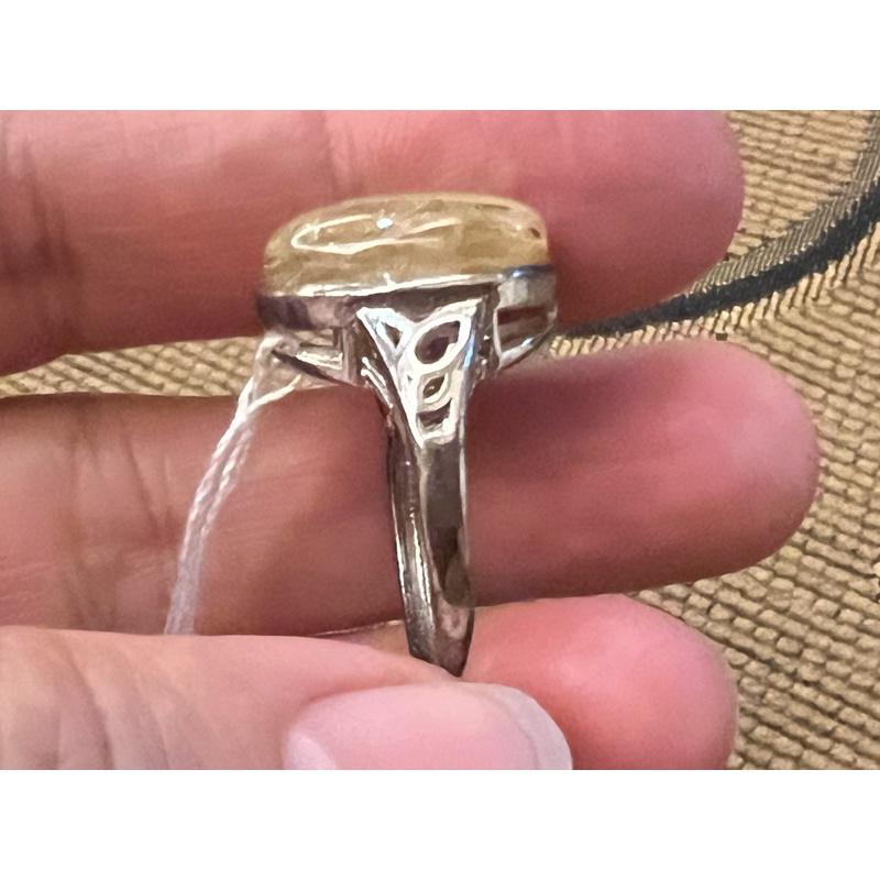 絕美滿絲金光閃閃極美大板絲大戒面鈦晶天然鈦金板鈦戒指包邊貓眼戒指活圍內徑可調天然水晶之王珠寶玉石寶石首飾飾品10mm-細節圖5