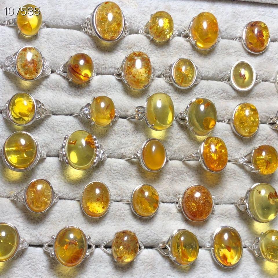 稀奇收藏品金珀純天然琥珀花珀原礦金包蜜金絞蜜花珀戒指女戒10-12mm活圍內徑可調異象水晶珠寶玉石寶石首飾飾品採隨機出貨-細節圖2