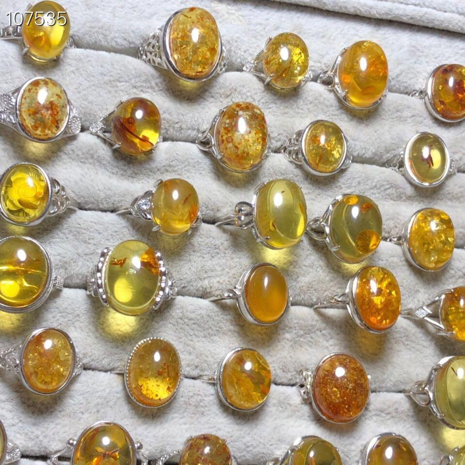 稀奇收藏品金珀純天然琥珀花珀原礦金包蜜金絞蜜花珀戒指女戒10-12mm活圍內徑可調異象水晶珠寶玉石寶石首飾飾品採隨機出貨-細節圖3