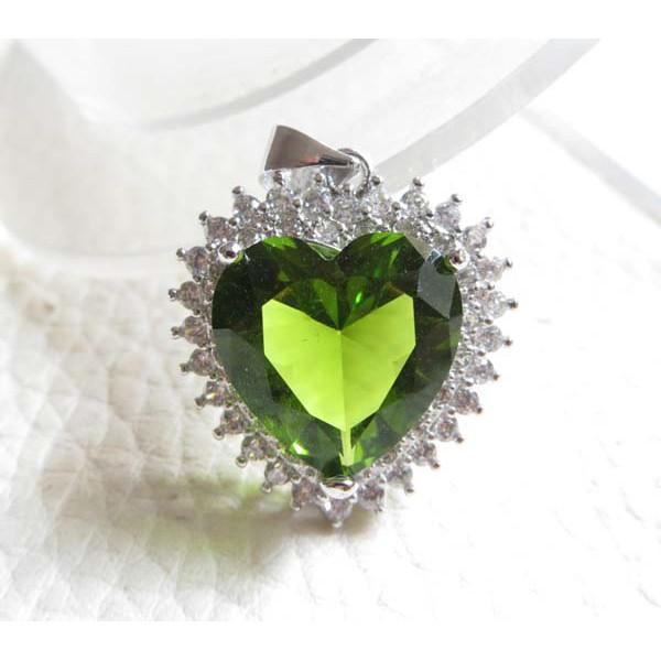 清倉特惠通透油亮翠綠主健康極美全淨體橄欖石鑲嵌心型吊墜墬子掛件項鍊靚麗珠寶首飾彩色寶石首飾飾品寶石14mm-細節圖2