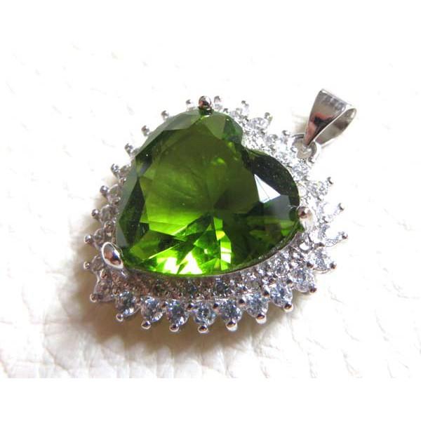 清倉特惠通透油亮翠綠主健康極美全淨體橄欖石鑲嵌心型吊墜墬子掛件項鍊靚麗珠寶首飾彩色寶石首飾飾品寶石14mm-細節圖3