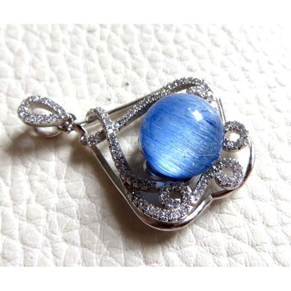 天然異象水晶罕見貓眼滿絲藍色髮晶吊墜項墜藍髮晶項墜旺財項鍊墬子掛件珠寶玉石首飾飾品6g-細節圖2