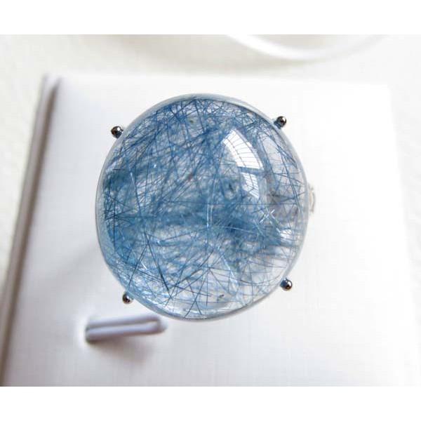 絕美滿絲金光閃閃富貴無雙極美罕見藍色髮晶鑲嵌戒指19*17mm/9g活圍內徑可調男女戒天然水晶之王珠寶玉石寶石首飾飾品-細節圖3