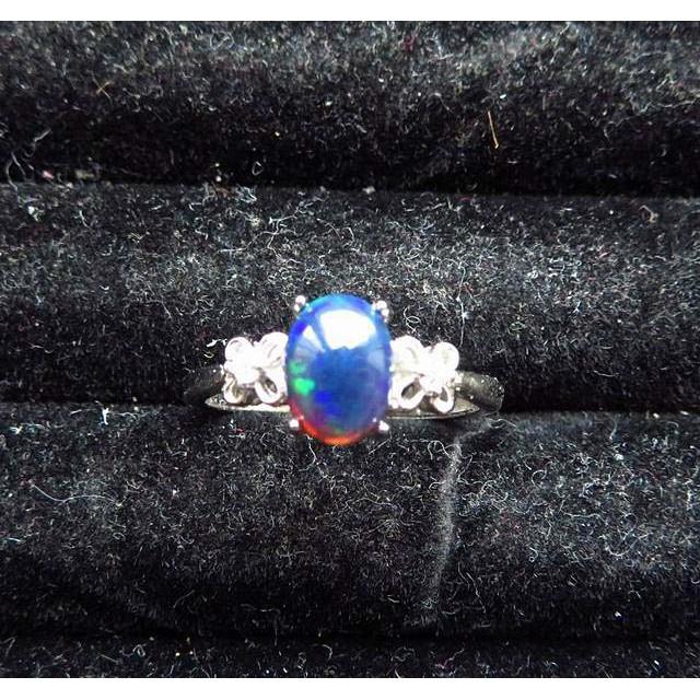 純天然蛋白石變彩晶體淨全淨體可調節女戒火彩好印度尼泊爾黑澳寶歐泊AAA級8mm藍歐泊戒指珠寶寶石首飾飾品蛋白石戒子活圍-細節圖3