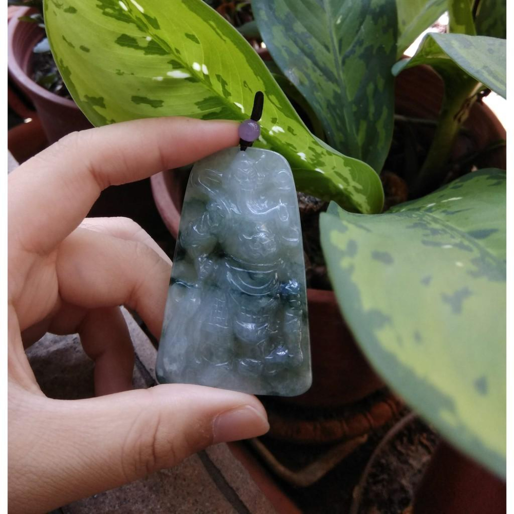 帶證書正品翡翠關公玉石吊墜天然a貨武財神爺玉牌冰種三彩飄花紫羅蘭精品玉石珠寶首飾寶石飾品掛件墬子項鍊玉珮2078-細節圖7