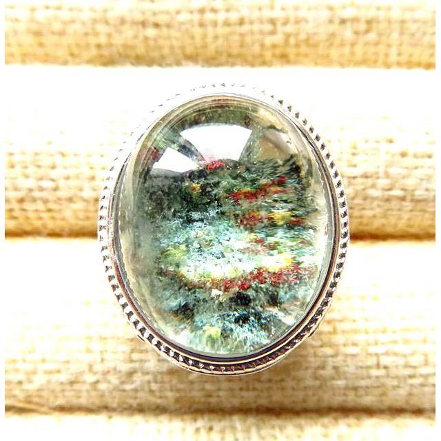 大戒面蛋面綠幽靈高檔戒指活圍活口男戒晶體超透超美彩色花幽靈珠寶玉石寶石首飾玉墬飾品20mm-細節圖2