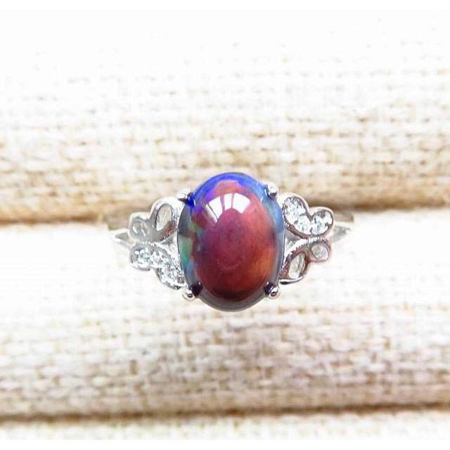 純天然變彩晶體淨全淨體可調節女戒火彩好印度尼泊爾黑澳寶歐泊戒指AAA級8mm 珠寶寶石首飾飾品蛋白石戒子活圍-細節圖3