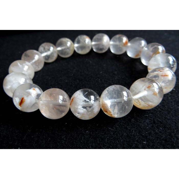 異象水晶天然水晶絕美罕見雪霜髮晶手鍊手串手鍊手串手鏈手珠佛珠12mm/44.5g珠寶玉石首飾飾品-細節圖2