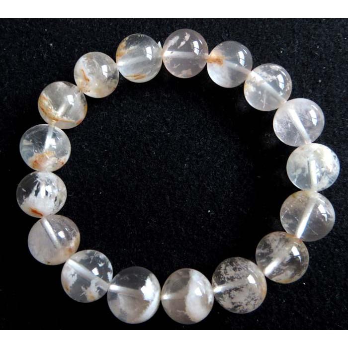 異象水晶天然水晶絕美罕見雪霜髮晶手鍊手串手鍊手串手鏈手珠佛珠12mm/44.5g珠寶玉石首飾飾品-細節圖4