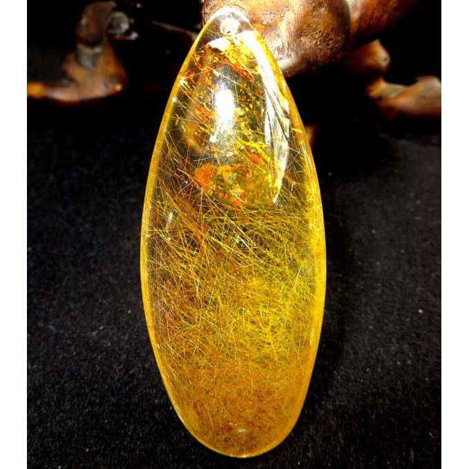 異象天然水晶金髮晶黃幽靈膠花項墜掛墜項鍊吊墬墬子60*25*13mm招財能量強珠寶玉石首飾飾品-細節圖2