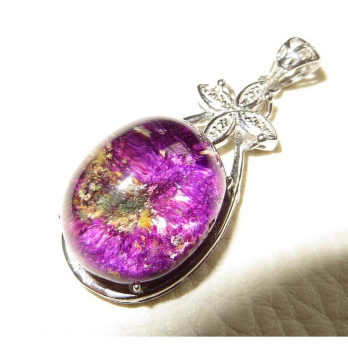 水晶紫幽靈彩色花幽靈包邊掛墬吊墬墬子項鍊掛件玉珮晶體超透實物更美珠寶玉石寶石首飾玉墬飾品-細節圖3