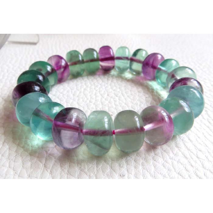 天然冰透粉綠紫水晶彩色螢石算盤珠單圈手鍊手串手環手珠佛珠14mm/77.3g珠寶玉石寶石首飾飾品專櫃精品-細節圖2