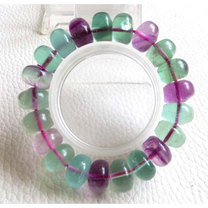 天然冰透粉綠紫水晶彩色螢石算盤珠單圈手鍊手串手環手珠佛珠14mm/77.3g珠寶玉石寶石首飾飾品專櫃精品-細節圖3