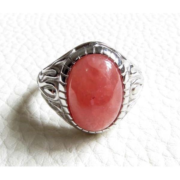 冰透紅紋石蛋面戒指男女戒925銀台阿根廷寶石14*10mm桃花開運正品活圍活口內徑可調整正品珠寶玉石首飾飾品-細節圖2