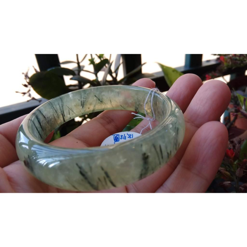 18.78圍天然冰種發葡萄石手鐲鐲子手環綠黑髮共生異象黑碧璽水晶彩色寶石珠寶首飾飾品向陽綠晶體清透髮絲明顯-細節圖2