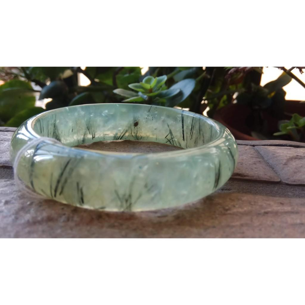 18.78圍天然冰種發葡萄石手鐲鐲子手環綠黑髮共生異象黑碧璽水晶彩色寶石珠寶首飾飾品向陽綠晶體清透髮絲明顯-細節圖4