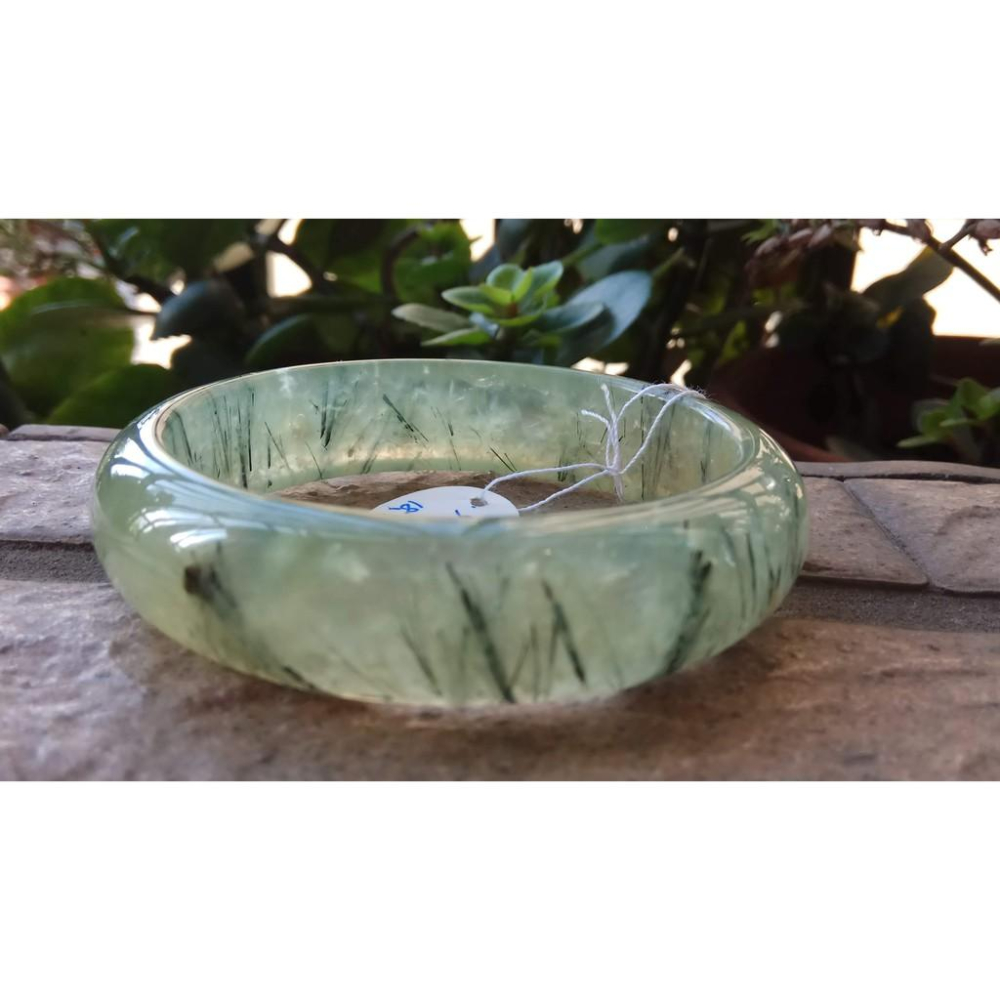 18.78圍天然冰種發葡萄石手鐲鐲子手環綠黑髮共生異象黑碧璽水晶彩色寶石珠寶首飾飾品向陽綠晶體清透髮絲明顯-細節圖7