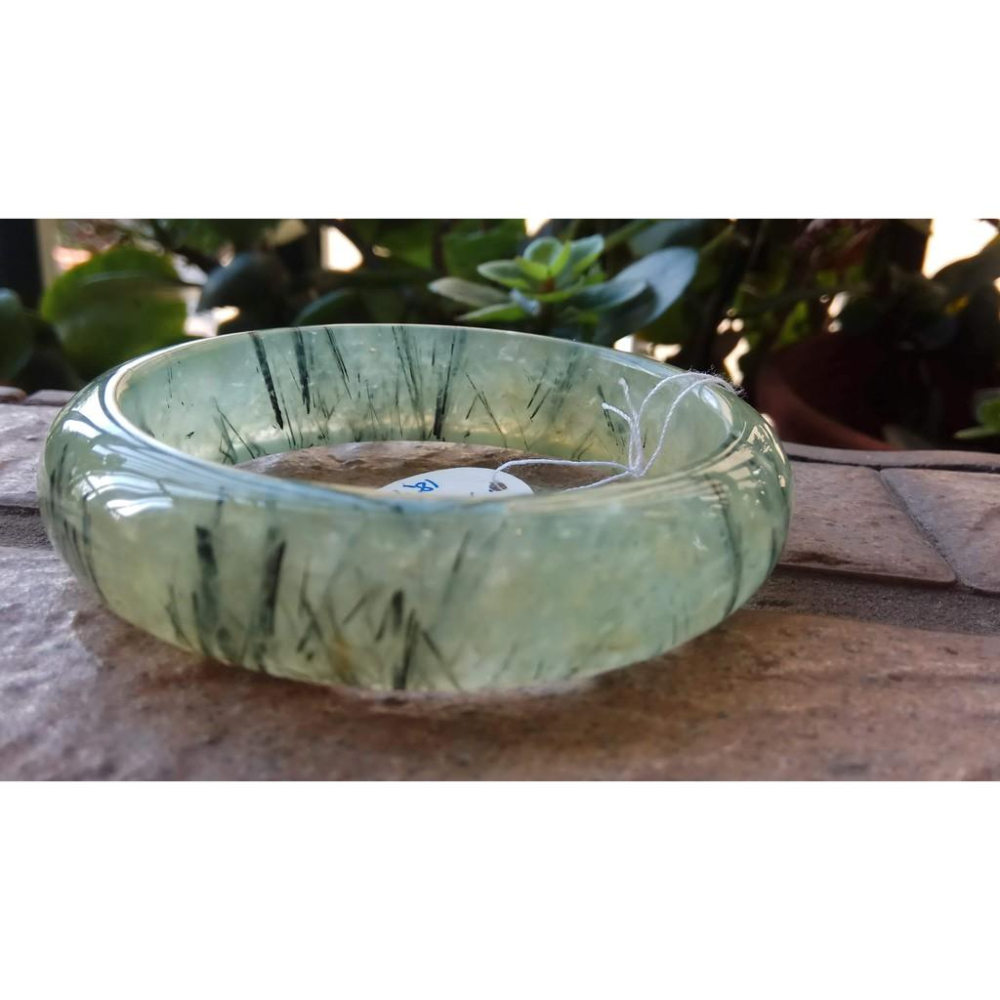 18.78圍天然冰種發葡萄石手鐲鐲子手環綠黑髮共生異象黑碧璽水晶彩色寶石珠寶首飾飾品向陽綠晶體清透髮絲明顯-細節圖8