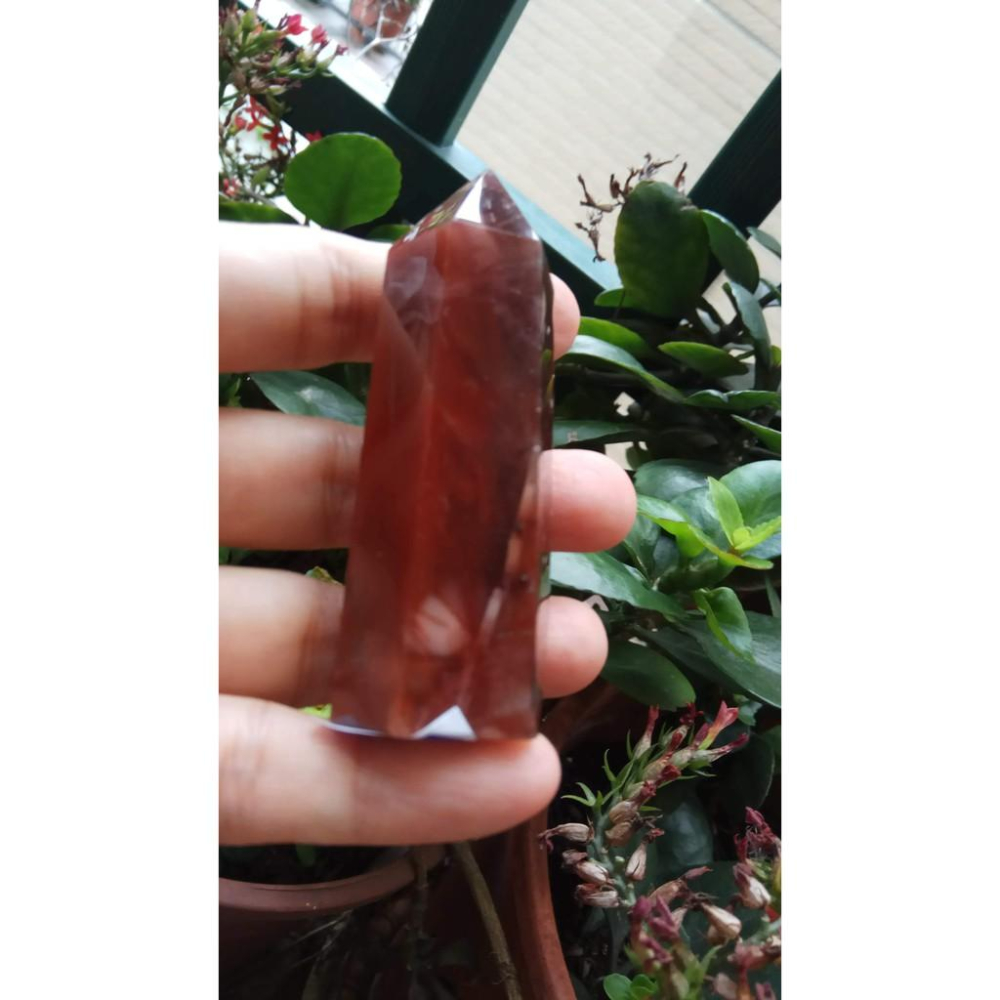 天然水晶極美紅兔毛清料滿絲膠花幽靈共生吊墬墬子項鍊掛件晶柱晶簇擺件風水擺飾珠寶玉石首飾飾品鴻運當頭紅紅火火77.6mm-細節圖2