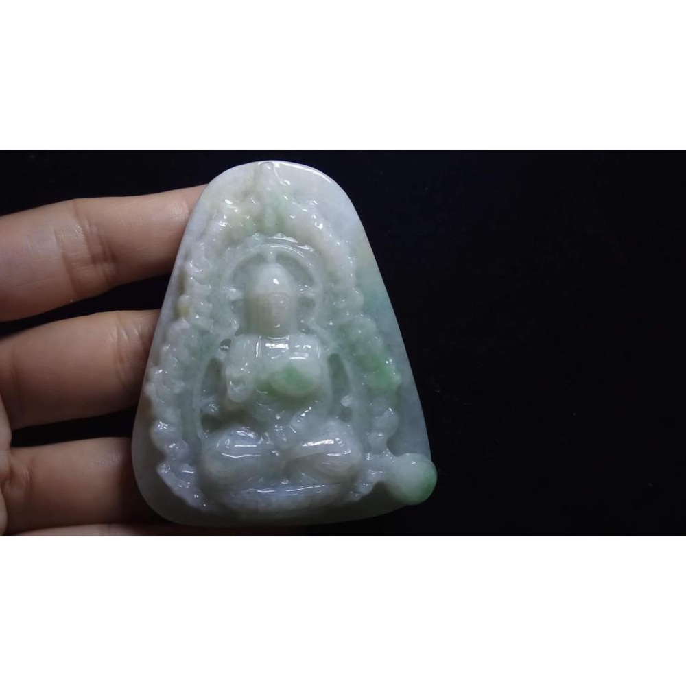 天然玉石緬甸玉硬玉A貨翡翠冰糯種正陽綠立體精雕吊墬玉珮墬子玉墬掛件觀音菩薩如來保佑平安珠寶寶石首飾飾品-細節圖2