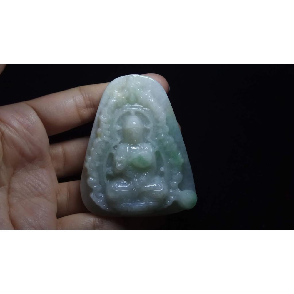 天然玉石緬甸玉硬玉A貨翡翠冰糯種正陽綠立體精雕吊墬玉珮墬子玉墬掛件觀音菩薩如來保佑平安珠寶寶石首飾飾品-細節圖8
