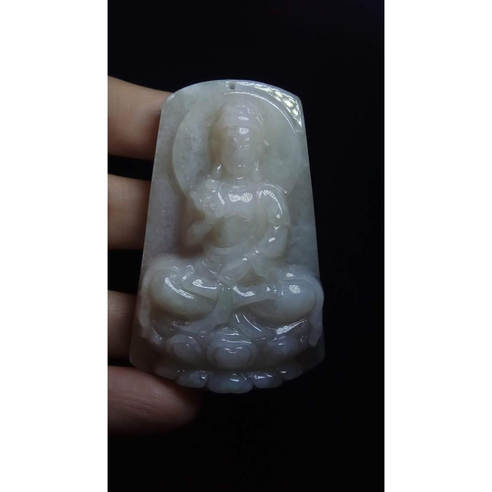 天然玉石緬甸玉硬玉A貨翡翠冰糯種紫羅蘭黃翡立體精雕吊墬玉珮墬子玉墬掛件觀音菩薩如來保佑平安珠寶寶石首飾飾品-細節圖5
