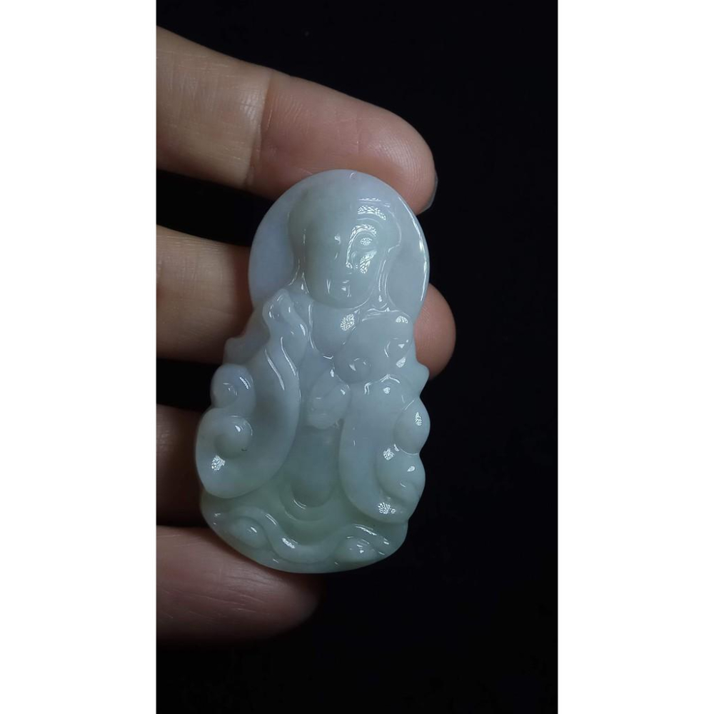 天然玉石緬甸玉正品A貨翡翠春帶彩紫羅蘭吊墬玉珮玉牌墬子玉墬掛件項鍊觀音菩薩雙彩珠寶寶石首飾飾品51.3mm-細節圖8