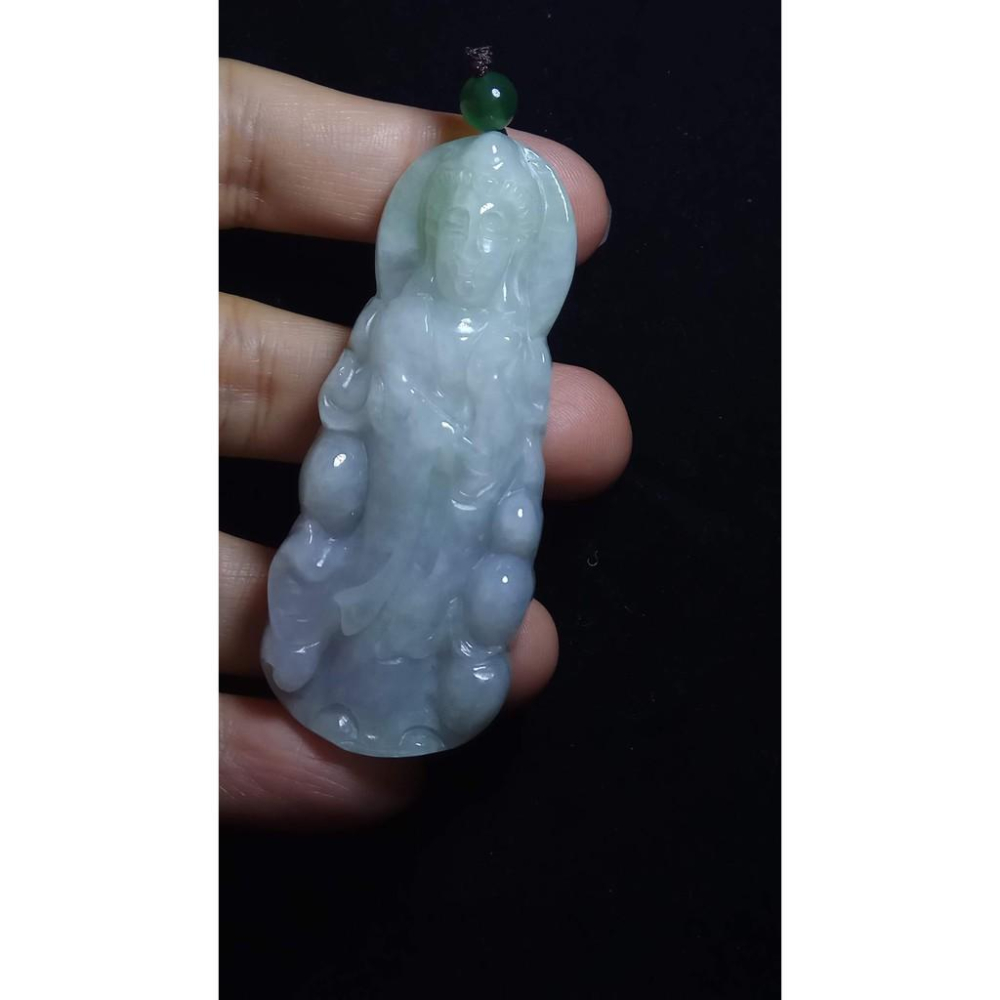 天然玉石緬甸玉正品A貨翡翠春帶彩紫羅蘭吊墬玉珮玉牌墬子玉墬掛件項鍊觀音菩薩雙彩珠寶寶石首飾飾品-細節圖2
