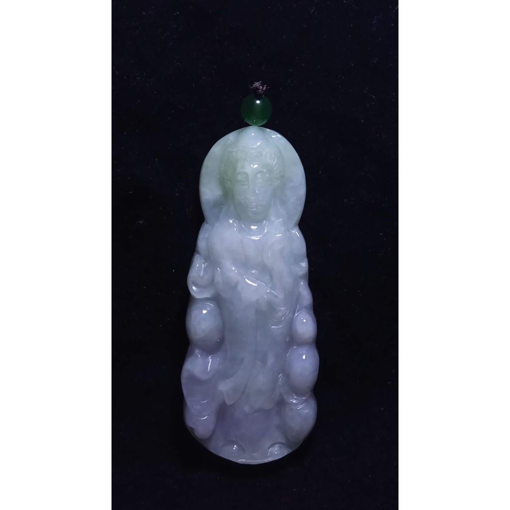 天然玉石緬甸玉正品A貨翡翠春帶彩紫羅蘭吊墬玉珮玉牌墬子玉墬掛件項鍊觀音菩薩雙彩珠寶寶石首飾飾品-細節圖9