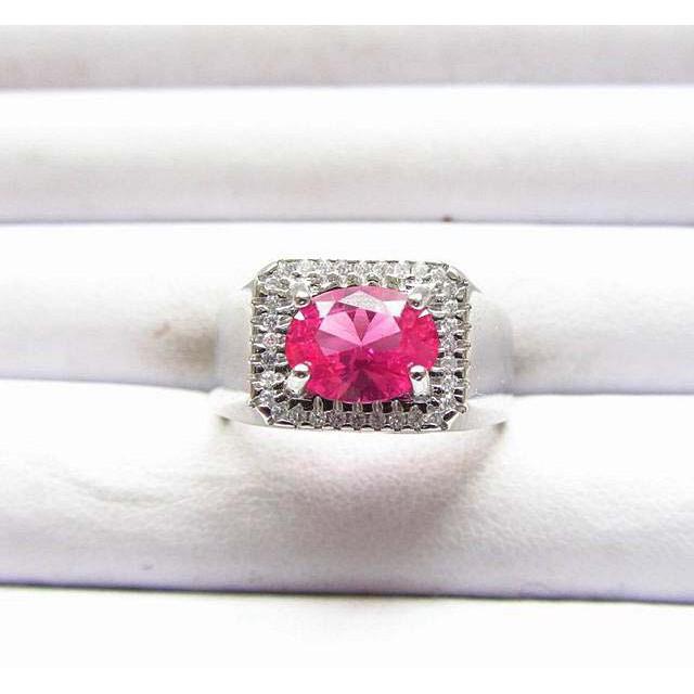 天然紅寶石戒指銀鑲嵌活圈內徑可調男戒女戒通透紅剛玉9*7mm通透顏色好最具保值增值潛力首選首飾飾品-細節圖2