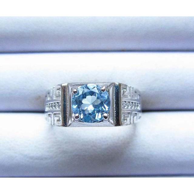 天然瑞士藍超閃亮超好切工極美托帕石拓帕石Topaz戒指男女戒8mm活圍內徑可調珠寶首飾彩色寶石首飾飾品寶石彩寶-細節圖2