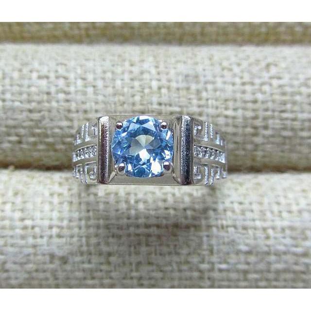 天然瑞士藍超閃亮超好切工極美托帕石拓帕石Topaz戒指男女戒8mm活圍內徑可調珠寶首飾彩色寶石首飾飾品寶石彩寶-細節圖3