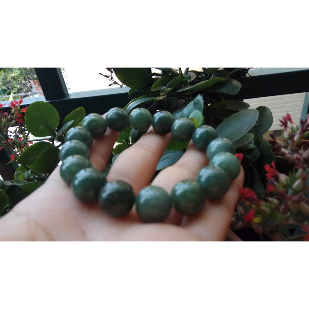 天然玉石翡翠A貨緬甸玉硬玉滿綠藍水種老油青種單圈圓珠手鍊手串佛珠手環13.5mm/65.2g翠玉珠寶寶石首飾飾品-細節圖3