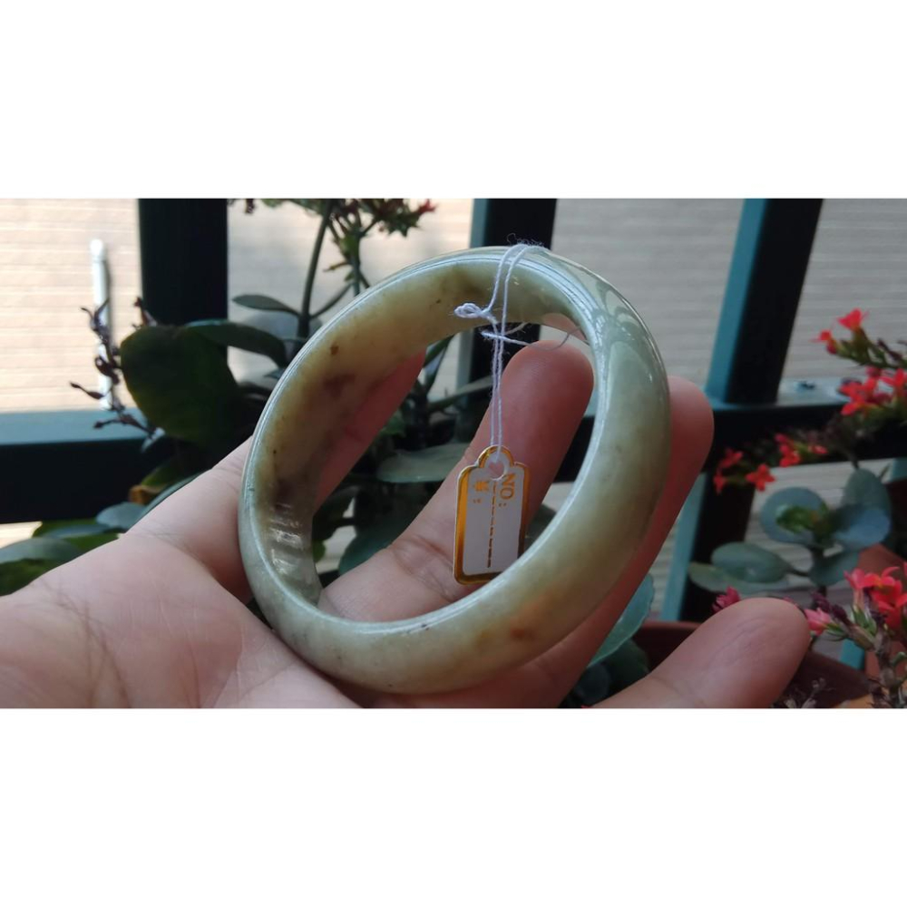 17.54圍天然緬甸玉硬玉翡翠A貨三彩冰黃翡灑金撒飄紅翡花冰潤手鐲玉鐲鐲子手環圓鐲細膩有種水珠寶玉石首飾飾品-細節圖9