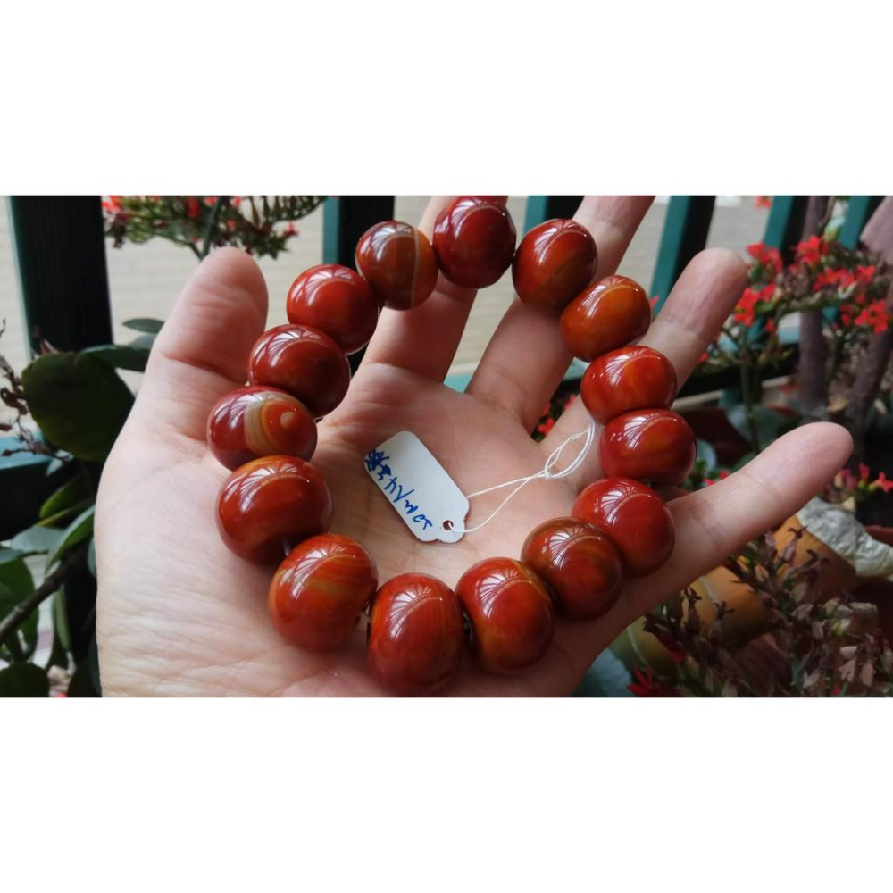 超美天然南紅瑪瑙北漂老料戰國紅扁圓珠單圈手鍊手串手珠佛珠手鏈大珠子20mm/66.1g珠寶玉石寶石首飾飾品-細節圖5