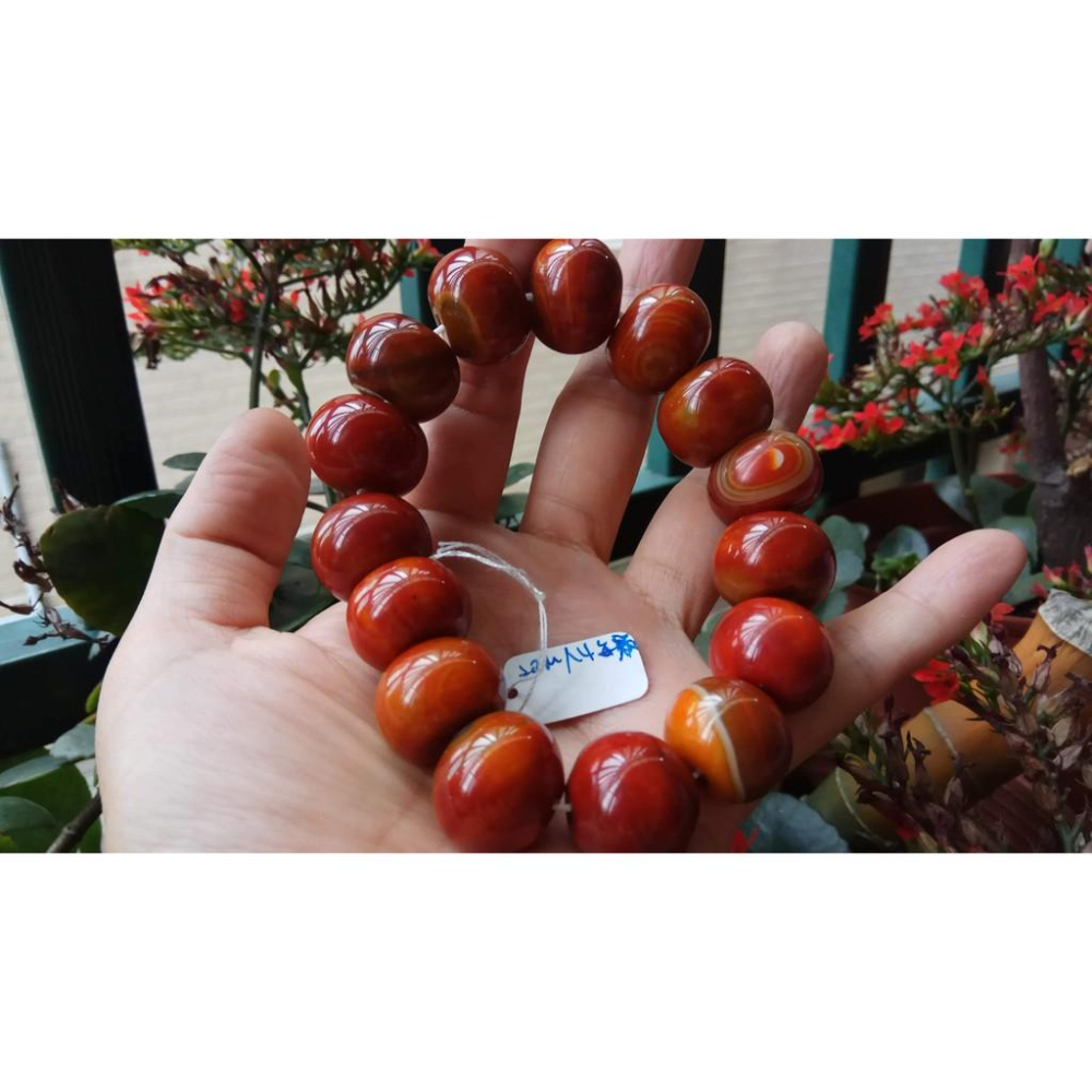 超美天然南紅瑪瑙北漂老料戰國紅扁圓珠單圈手鍊手串手珠佛珠手鏈大珠子20mm/66.1g珠寶玉石寶石首飾飾品-細節圖8