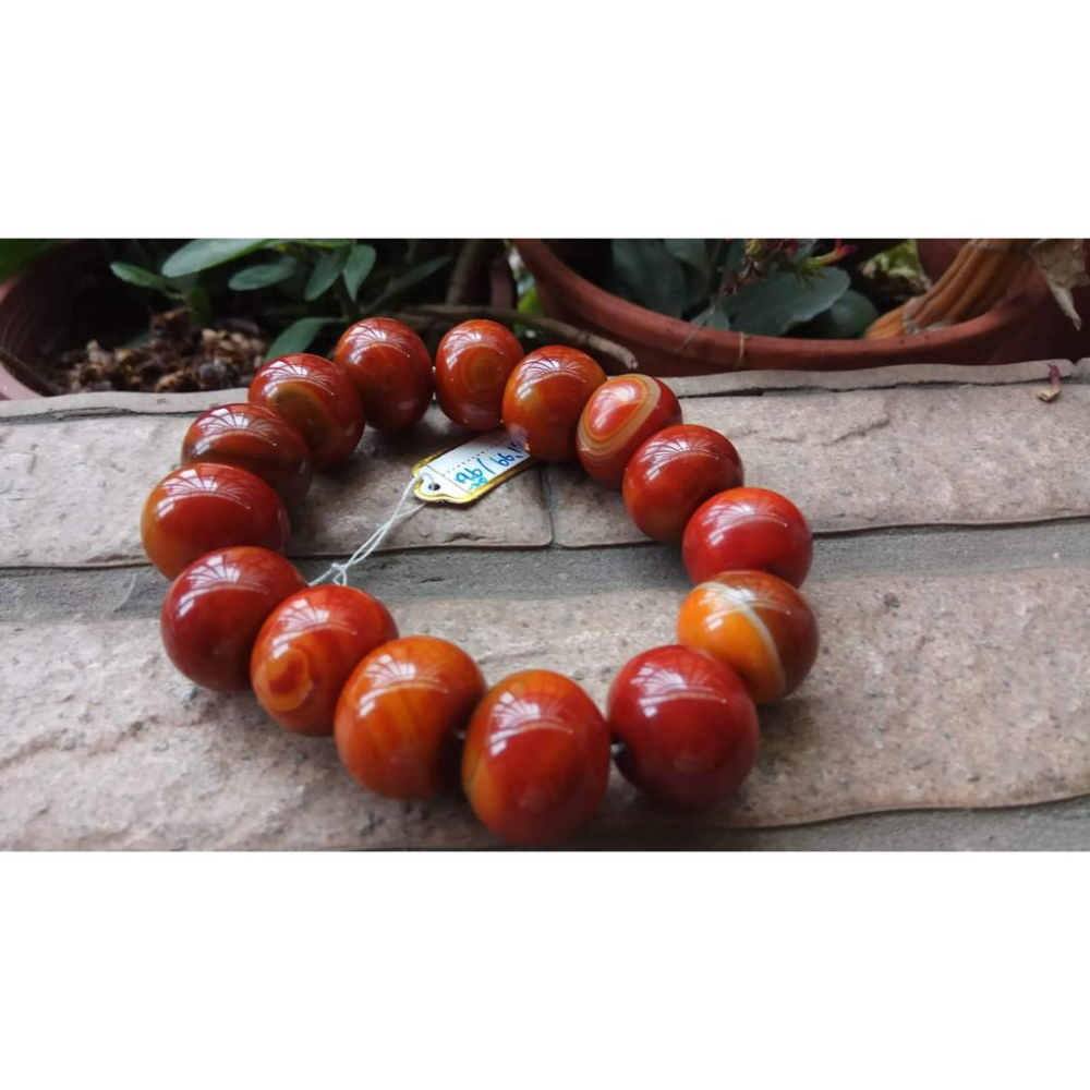超美天然南紅瑪瑙北漂老料戰國紅扁圓珠單圈手鍊手串手珠佛珠手鏈大珠子20mm/66.1g珠寶玉石寶石首飾飾品-細節圖9