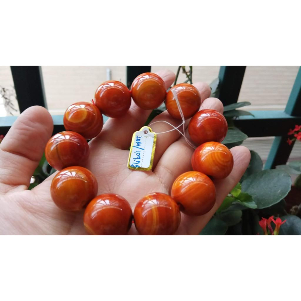 超美天然南紅瑪瑙北漂老料戰國紅圓珠單圈帶眼手鍊手串手珠佛珠手鏈大珠子20mm/107.7g珠寶玉石寶石首飾飾品-細節圖4