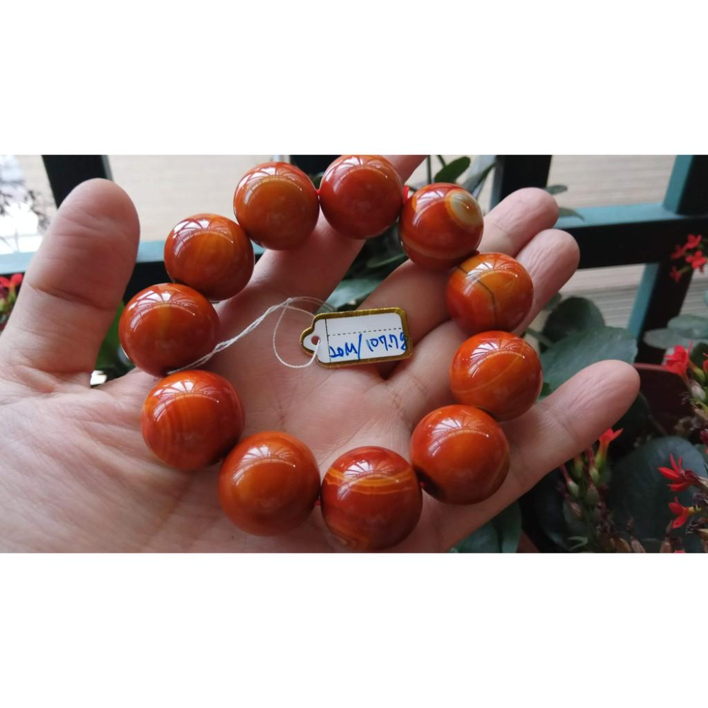 超美天然南紅瑪瑙北漂老料戰國紅圓珠單圈帶眼手鍊手串手珠佛珠手鏈大珠子20mm/107.7g珠寶玉石寶石首飾飾品-細節圖7