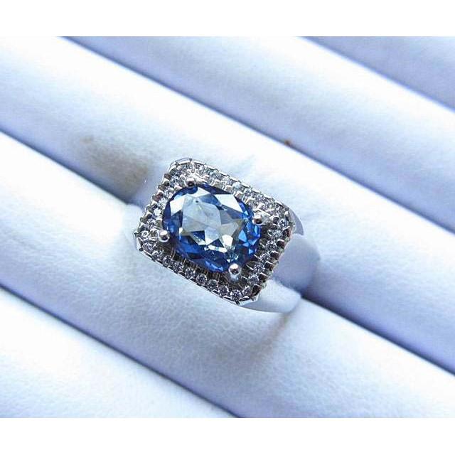 天然藍寶石戒指銀鑲嵌活圈內徑可調Sapphire 男戒女戒通透藍剛玉最具保值增值潛力首選首飾飾品-細節圖2