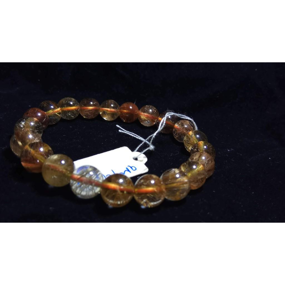 鈦晶紅銅鈦銅髮晶紅髮晶金髮晶手鍊手鏈手珠手串手環佛珠彩色清料9mm/21.9g珠寶玉石首飾飾品-細節圖3