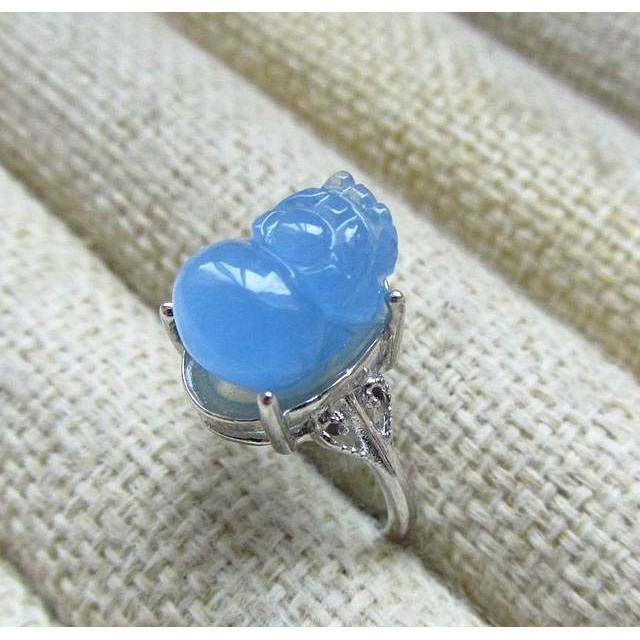 冰透珍藏款*世界珍貴種*極美12mm海藍寶雕刻貔貅戒指戒子活圍活口招財旺財神獸珠寶首飾彩色寶石首飾飾品寶石彩寶-細節圖2