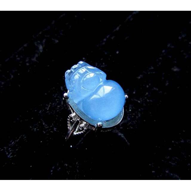 冰透珍藏款*世界珍貴種*極美12mm海藍寶雕刻貔貅戒指戒子活圍活口招財旺財神獸珠寶首飾彩色寶石首飾飾品寶石彩寶-細節圖3