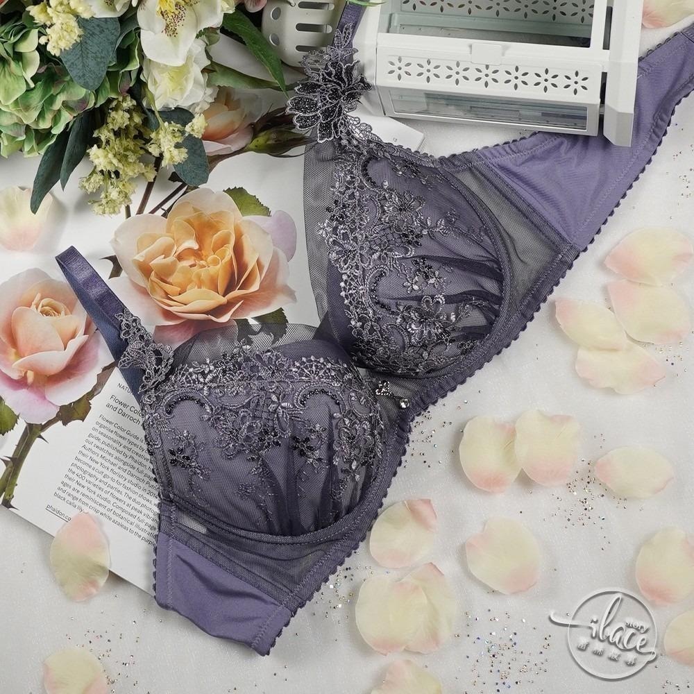 Lady 花翎秘語系列 刺繡深線內衣 C-E罩(秘羽紫/浪漫白)-細節圖8